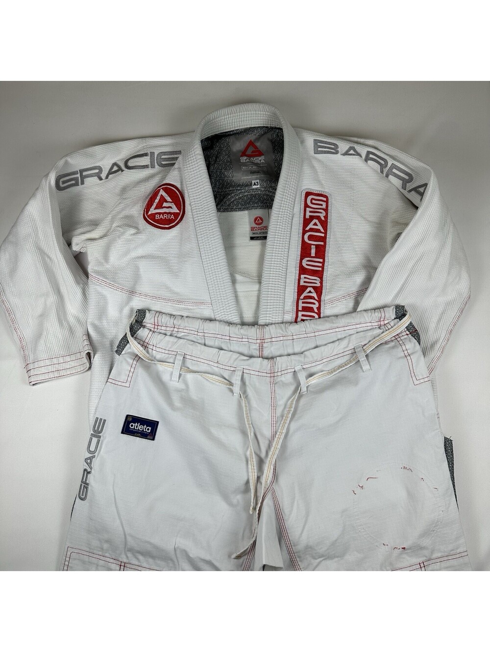 Gracie Barra Equipe Edition Jiu Jitsu Gi Uniform Unisex A3 White Cotton Logo